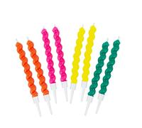 Talking Tables 8 x Colourful Birthday Candles Cake Toppers - Rainbow Twirl Cake Decorations for Parties, Office Events, Baby Showers - Birthday Candles Pink, Orange Yellow, Green - 7cm Size