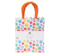 Talking Tables 8 x Happy Face Paper Party Gift Bags with Strong Handles for Presents, Sweets, Party Bag Fillers Kids Birthday, Baby Shower, Wedding for Girls or Boys, Recyclable