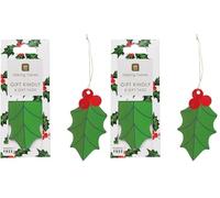 Talking Tables 8 x Holly Green Gift Tag with String for Presents, 10cm x 5.5cm Secret Santa, Christmas, Birthday, Gift, Tie on Labels with String, Leaf Designed Labels (Pack of 2)