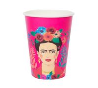 Talking Tables 8 x Large Bright Pink Paper Party Cups Boho Party Disposable Cups Frida Kahlo Design for Festivals BBQs, Birthdays, Summer Celebrations Gathering 340ml