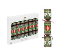 Talking Tables 8 x Mini Christmas Crackers with Games, Jokes & Party Hats - Folklore Green Design, Recyclable, Plastic Free, 15 cm