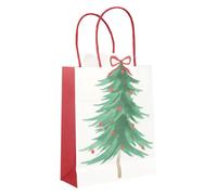 Talking Tables 8 x Paper Gift Bags Christmas Tree Design Reusable Plastic Free Recyclable Bags for Christmas Presents Party Favours and Small Xmas Gifts 18cm