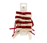 Talking Tables 8 x Red Cream Velvet Bows Christmas Decorations 10cm