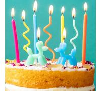Talking Tables 9 x Balloon Dog Birthday Candles and Spiral Birthday Party Candles for Cake Decorations Parties & Celebrations for Fun Gatherings Cake Topper Candles Eco Packaging 7cm