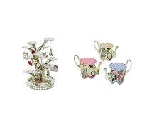 Talking Tables Alice in Wonderland Cupcake Stand Centrepiece Mad Hatter Tea Party, Paper, Mixed Colours, Height 59cm, 23" & Truly Alice Teapot Cupcake Stands Pack of 6, Paper, Multicolor, Set of 6