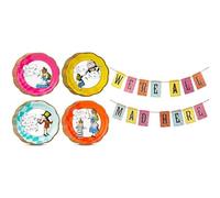 Talking Tables Alice in Wonderland Paper Plates Bright & Alice in Wonderland Bunting Bright Bundle