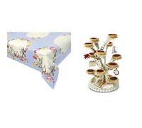 Talking Tables Alice Wonderland Table Cover & Alice Cupcake Stand Mad Hatter Bundle