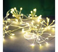 Talking Tables Allium Starburst Lights Battery Operated | 2m LED String Lights for Indoor | Cluster Star Burst Firework Lights for Christmas, Bedroom Decorations, Wedding, Silver