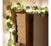 Talking Tables ArtificiaLeaf String Fairy Lights Fake Eucalyptus Vine Green Leaves, Battery Operated, Green, 1.8m Length