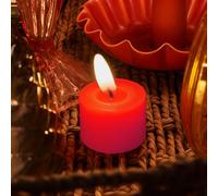 Talking Tables Battery Operated Flameless Red LED Tealight Candle Flickering, Wax Finish, Centerpiece, Christmas Table Decorations, Halloween, Gift, Present, Secret Santa