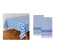 Talking Tables Blue Gingham Tablecloth & Blue Gingham Tea Towels 2pk Table Linen Bundle