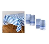 Talking Tables Blue Gingham Tablecloth & Blue Gingham Tea Towels 4pk Square Bundle