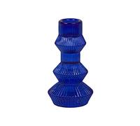 Talking Tables Blue Glass Candlestick Holder Ribbed 3 Tier Taper Candle Stand Christmas Table Decorations,Home Décor,Accessories,Indoor or Outdoor Dinner Party,Birthday,Wedding FOREST-HOLD-TALL-BLU