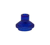Talking Tables Blue Glass Candle Holder - Ribbed Candlestick for Dinner Candles and Tealights - Candle Holder Centrepiece for Party or Christmas, Table Décor, Gift Idea - Cobalt Blue - Height 6.5cm