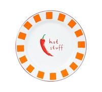 Talking Tables Bon Appetit Handmade 20cm Enamel Dinner Plate with Chilli Design, Shatterproof & Dishwasher Safe, Reusable Dinnerware for Indoor & Outdoor Dining, BBQs & Picnics