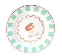 Talking Tables Bon Appetit Handmade 25cm Enamel Dinner Plate with Shrimp Design, Shatterproof & Dishwasher Safe, Reusable Dinnerware for Indoor & Outdoor Dining, BBQs & Picnics