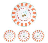 Talking Tables Bon Appetit Handmade Enamel Dinner Plate with Olive Design - Durable, Lightweight, Perfect for Outdoor Dining, Picnic, Camping, Beach - Stylish Summer Tableware Dishwasher Safe 25cm