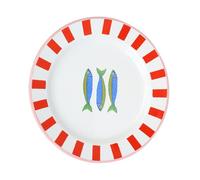 Talking Tables Bon Appetit Handmade Enamel Plate with Fish Design - Durable, Side Dish Lightweight, Perfect for Outdoor Dining, Picnic, Camping, and Beach Summer Tableware Dishwasher Safe 20cm