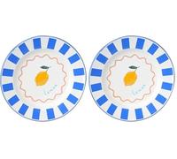 Talking Tables Bon Appetit Handmade Enamel Plate with Lemon Design - Durable, Lightweight, Perfect for Outdoor Dining, Picnic, Camping, and Beach - Stylish Summer Tableware Dishwasher Safe 25cm