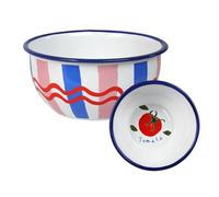 Talking Tables Bon Appetit Handmade Stripy Enamel Bowl, Hand Dipped Design, Durable and Shatterproof Serving Dish for Snacks Crisps, Salads, Fruits, Soups, Cereal, Ramen Noodles, Dishwasher Safe 16cm