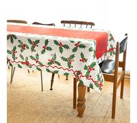 Talking Tables Botanical Holly Christmas Tablecloth 180 x 140 cm Reusable Fabric Table Cover with Festive Holly Design Wipe Clean Xmas Table Decoration