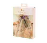 Talking Tables Bride to Be Floral Headband Wedding Veil for Hen Party Accessories, Engagement, Bridal Shower, Pink