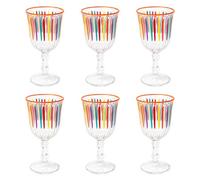 Talking Tables Bright Striped Multi-Coloured Wine Glasses - 6 Pack
