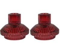 Talking Tables Burgundy Glass Candlestick Holder Small Ribbed Candle Stand Dinner Candles,Home Décor,Accessories,Table Decorations,Indoor or Outdoor Dinner Party,Birthday,Wedding FOREST-HOLD-SML-BUR