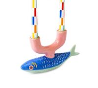 Talking Tables Ceramic Candlestick Holder, Taper Candle Stand Indoor, Outdoor, Mediterranean Fish Table Decorations, Mother`s Day, Gifts, Centrepiece, Spring Home Décor, Dinner Party, Birthday Wedding