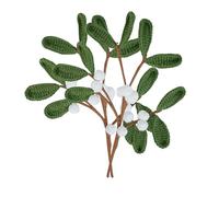 Talking Tables Christmas Handmade Crochet Mistletoe Sprigs Flower Stems 35cm Festive White and Green Decorations, Reusable Christmas Décor for Wreaths