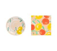 Talking Tables Citrus Lemon Orange Plates 12pk & Citrus Paper Napkins Bundle