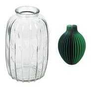 Talking Tables Clear Glass Bud Vase for flowers, s & Talking Tables Grüne Wabenpapier-Vase mit Glasfläs Table Decor Bundle