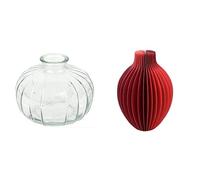 Talking Tables Clear Glass Bud Vase for flowers, s & Talking Tables Rote Wabenpapier-Vase mit Glasfläsc Table Decor Bundle