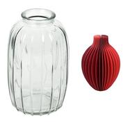 Talking Tables Clear Glass Bud Vase for flowers, s & Talking Tables Rote Wabenpapier-Vase mit Glasfläsc Table Decor Bundle