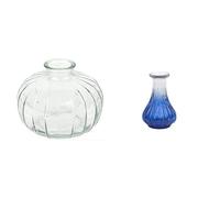 Talking Tables Clear Glass Bud Vase for flowers, s & Talking Tables Small Blue Recycled Glass Bud Vase Table Decor Bundle