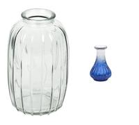 Talking Tables Clear Glass Bud Vase for flowers, s & Talking Tables Small Blue Recycled Glass Bud Vase Table Decor Bundle