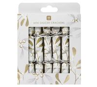 Talking Tables Cute Handmade Saucer Christmas Crackers for with Joke & Conversation Starter-8 Pack Silver and Gold Mistletoe Design | Eco Friendly Xmas Tableware,Recyclable,Mini Size