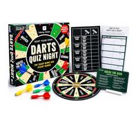 Talking Tables Magnetic Darts Quiz Night Pub Game Trivia & Dartboard Hybrid, Reusable Board Quiz with Questions, Scoreboard, Chalk Props & Card Trophy Fun Family Games Night or Gift Players 4+ Ages 9+