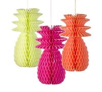 Talking Tables Decadent Decorations Hanging Honeycomb Pineapple Décor for a BBQ, Luau, or Summer Party, Multicolour (3 Pack)