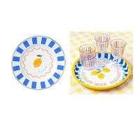 Talking Tables Enamel Dinner Plate Lemon 25cm & Enamel Serving Tray Lemon Summer Bundle