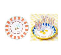 Talking Tables Enamel Dinner Plate Olive 25cm & Lemon Serving Tray Summer Outdoor Bundle