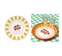 Talking Tables Enamel Dinner Plate Tomato 25cm & Enamel Serving Tray Tomato Summer Bundle