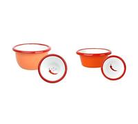 Talking Tables Enamel Dipping Bowl Chilli 10cm & Small Chilli Dipping Bowl 8cm Bundle