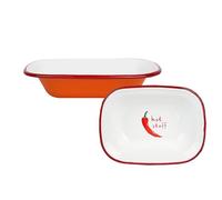 Talking Tables Enamel Orange Oven Dish 20cm with Chilli Print - Serving Dish for Barbeques Mexican Themed Tableware, Foodie Gift for Chilli Lovers, Snack Tray