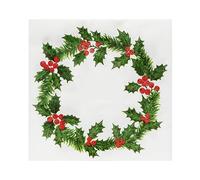 Talking Tables Extra-Large Premium Linen Feel Recyclable Xmas Paper Dinner Napkins with Holly Design |Luxury & Disposable Christmas Serviettes | Designed Pack of 20-40cm, green