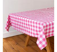 Talking Tables Fabric Pink Checkered Gingham Tablecloth Recycled Cotton Rectangle, Reusable and Washable Table Cover for Alfresco Dining, Buffets, Weddings & Parties and Picnics 180cm x 140cm