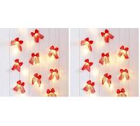 Talking Tables Fairy Lights Fabric Bow LED String Lights, Bedroom, Christmas, Wedding, Valentine's Day, Engagement Party, Bridal Shower, Anniversary 2.6m, Red (Pack of 2)