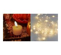 Talking Tables Flameless Gold LED Tealight & Gold LED String Lights Bundle