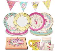 Talking Tables Floral Tableware Set & Vintage Afternoon Tea Party Decorations for 12 Guests | Paper Plates and Napkins, Teacups, Bunting Flags & Tablecloth | for Birthday, Mother's Day, Baby Shower