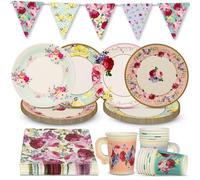 Talking Tables Floral Tableware Set & Vintage Afternoon Tea Party Decorations for 16 Guests | Paper Plates and Napkins, Teacups, Bunting & Tablecloth | for Birthday, Mother's Day, Baby Shower